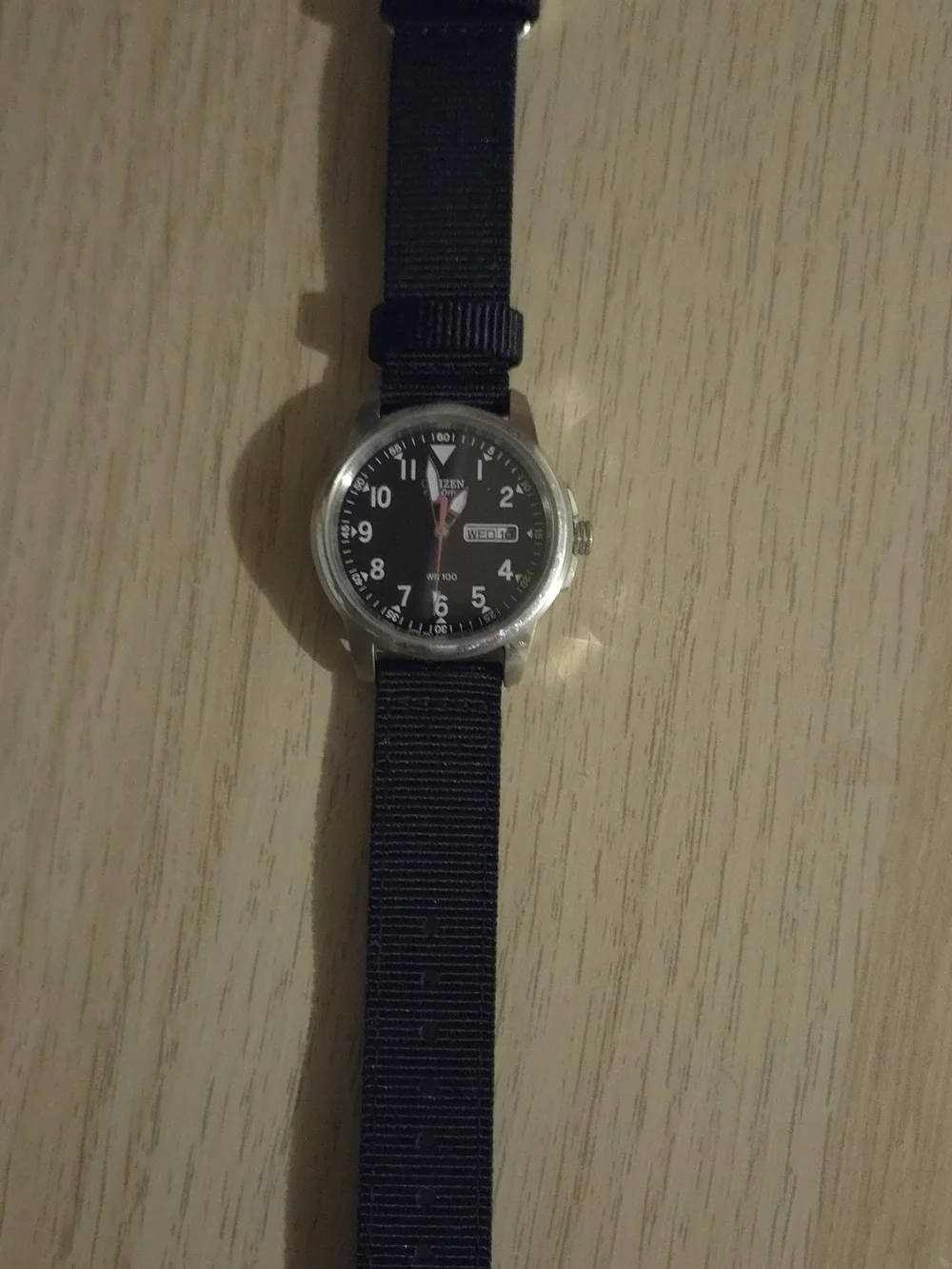 Citizen Eco-Drive Black Dial Nylon Strap Watch